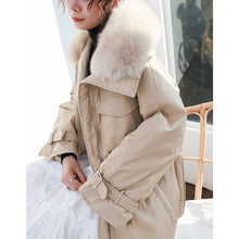 Load image into Gallery viewer, In the winter of 2018, the new Korean version of fur collar hooded down jacket women thickened white duck down long down jacket women 3038