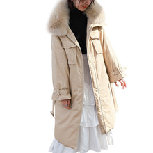 Load image into Gallery viewer, In the winter of 2018, the new Korean version of fur collar hooded down jacket women thickened white duck down long down jacket women 3038