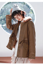 Load image into Gallery viewer, [clearance second kills 218] Korean version of wool collar plus plush women's leather jacket loose rope jacket PU leather jacket 3070