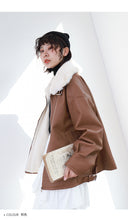 Load image into Gallery viewer, "Clearance seconds kill" winter fur collar locomotive clothing plus velvet women's jacket coat loose leather women 3069