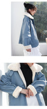 Load image into Gallery viewer, "Clearance seconds kill" winter fur collar locomotive clothing plus velvet women's jacket coat loose leather women 3069