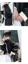 Load image into Gallery viewer, "Clearance seconds kill" winter fur collar locomotive clothing plus velvet women's jacket coat loose leather women 3069