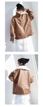 Load image into Gallery viewer, "Clearance seconds kill" winter fur collar locomotive clothing plus velvet women's jacket coat loose leather women 3069