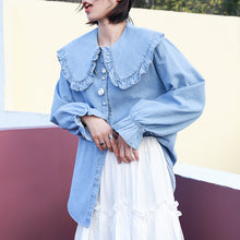 Load image into Gallery viewer, "The end of the season seconds kill 78 yuan does not return does not change" doll collar Pearl button art shirt horn cowboy shirt 1036