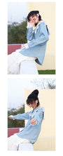 Load image into Gallery viewer, 2019 Korean women's retro doll collar shirt women Joker long sleeve fresh art denim shirt women 8052