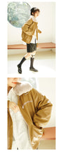 Load image into Gallery viewer, Leather coat female 2018 Korean version of double collar motorcycle suit plus velvet women's jacket coat loose leather coat female winter 3079
