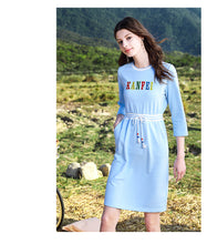 Load image into Gallery viewer, Newly fashioned women's round-collar embroidered A-shaped skirt in early spring of 2019