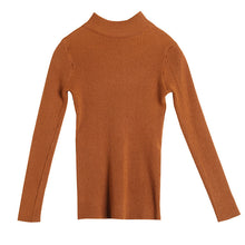 Load image into Gallery viewer, Fall/winter 2018 semi-high collar slim fit pullover female slim solid color base shirt long sleeve sweater female 6888#