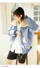 Load image into Gallery viewer, Leather coat female 2018 Korean version of double collar motorcycle suit plus velvet women's jacket coat loose leather coat female winter 3079