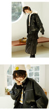 Load image into Gallery viewer, Leather coat female 2018 Korean version of double collar motorcycle suit plus velvet women's jacket coat loose leather coat female winter 3079
