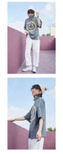 Load image into Gallery viewer, Spring 2019 new thick sanding short sleeve T-shirt female students loose cartoon smiling face half sleeve 1011
