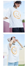 Load image into Gallery viewer, Spring 2019 new thick sanding short sleeve T-shirt female students loose cartoon smiling face half sleeve 1011