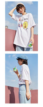 Load image into Gallery viewer, Spring 2019 New Women's Wear Thickened Ground Short-sleeved Women's Round Neck Medium-long Printed T-shirt 80202