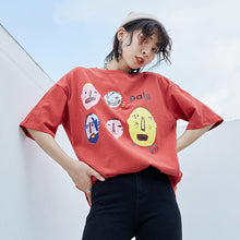 Load image into Gallery viewer, Spring 2019 New Women's Wear Thickened Ground Short-sleeved Women's Round Neck Medium-long Printed T-shirt 80202