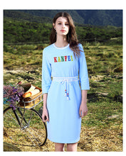 Load image into Gallery viewer, Newly fashioned women's round-collar embroidered A-shaped skirt in early spring of 2019