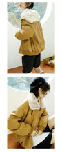 Load image into Gallery viewer, Leather coat female 2018 Korean version of double collar motorcycle suit plus velvet women's jacket coat loose leather coat female winter 3079