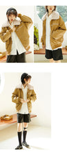 Load image into Gallery viewer, Leather coat female 2018 Korean version of double collar motorcycle suit plus velvet women's jacket coat loose leather coat female winter 3079