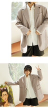 Load image into Gallery viewer, Spring and Summer 2019 New Korean Version Women's Medium and Long Leisure Suit Jacket Women's Loose Pure Color Small Suit 3081