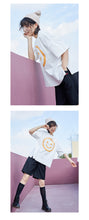 Load image into Gallery viewer, Spring 2019 new thick sanding short sleeve T-shirt female students loose cartoon smiling face half sleeve 1011