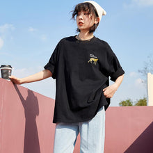 Load image into Gallery viewer, Spring 2009 cotton T-shirt Korean version women's loose BF jacket round collar cartoon short sleeve blouse 80160