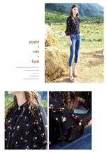 Load image into Gallery viewer, Spring 2009 New Woman's Loudspeaker Sleeve Printed Bottom Shirt Temperament Famous Yuanyuan Chiffon Shirt 51070