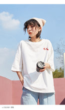 Load image into Gallery viewer, Spring and summer 2019 new sanding base shirt women casual crew neck T-shirt women embroidered short sleeve T-shirt 9950