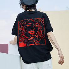 Load image into Gallery viewer, Spring and summer 2019 new sanding base shirt women casual crew neck T-shirt women embroidered short sleeve T-shirt 9950