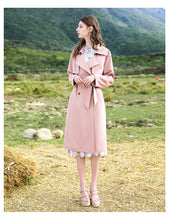 Load image into Gallery viewer, Spring 2009 New Women's Wear Pure Collar Tie Overcoat Double-breasted Extended Windswear 97138