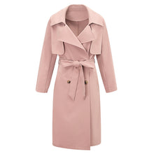Load image into Gallery viewer, Spring 2009 New Women's Wear Pure Collar Tie Overcoat Double-breasted Extended Windswear 97138