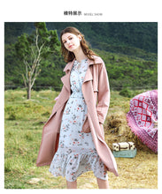 Load image into Gallery viewer, Spring 2009 New Women's Wear Pure Collar Tie Overcoat Double-breasted Extended Windswear 97138