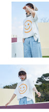 Load image into Gallery viewer, Spring 2019 new thick sanding short sleeve T-shirt female students loose cartoon smiling face half sleeve 1011