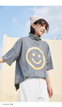 Load image into Gallery viewer, Spring 2019 new thick sanding short sleeve T-shirt female students loose cartoon smiling face half sleeve 1011