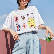 Load image into Gallery viewer, Spring 2019 New Women's Wear Thickened Ground Short-sleeved Women's Round Neck Medium-long Printed T-shirt 80202