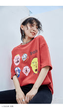Load image into Gallery viewer, Spring 2019 New Women's Wear Thickened Ground Short-sleeved Women's Round Neck Medium-long Printed T-shirt 80202