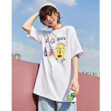 Load image into Gallery viewer, Spring 2019 New Women's Wear Thickened Ground Short-sleeved Women's Round Neck Medium-long Printed T-shirt 80202