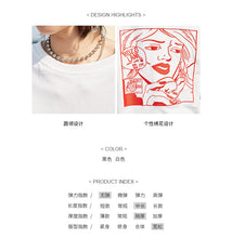 Load image into Gallery viewer, Spring and summer 2019 new sanding base shirt women casual crew neck T-shirt women embroidered short sleeve T-shirt 9950