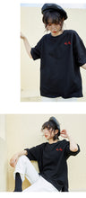 Load image into Gallery viewer, Spring and summer 2019 new sanding base shirt women casual crew neck T-shirt women embroidered short sleeve T-shirt 9950