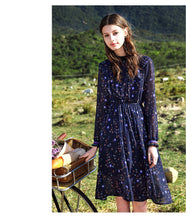 Load image into Gallery viewer, French Dresses Spring 2019 New Women's Suit Head Long Sleeve Printed Chiffon Dresses 63179