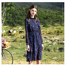 Load image into Gallery viewer, French Dresses Spring 2019 New Women's Suit Head Long Sleeve Printed Chiffon Dresses 63179