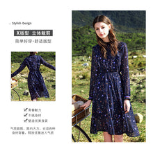 Load image into Gallery viewer, French Dresses Spring 2019 New Women's Suit Head Long Sleeve Printed Chiffon Dresses 63179