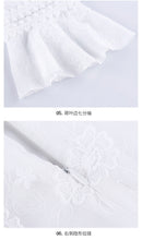 Load image into Gallery viewer, Immortal Lotus leaf sleeve white skirt 2019 fall new women's V collar embroidered chiffon dress 686