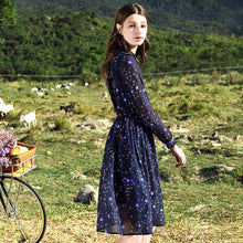 Load image into Gallery viewer, French Dresses Spring 2019 New Women's Suit Head Long Sleeve Printed Chiffon Dresses 63179