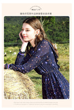 Load image into Gallery viewer, French Dresses Spring 2019 New Women's Suit Head Long Sleeve Printed Chiffon Dresses 63179