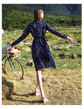 Load image into Gallery viewer, French Dresses Spring 2019 New Women's Suit Head Long Sleeve Printed Chiffon Dresses 63179