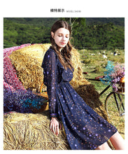 Load image into Gallery viewer, French Dresses Spring 2019 New Women's Suit Head Long Sleeve Printed Chiffon Dresses 63179