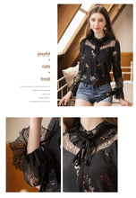 Load image into Gallery viewer, 2019 Spring new boutique women's temperament vertical collar pullover lady hundred catch snow spinning shirt 51019
