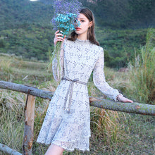Load image into Gallery viewer, 2019 Autumn new women's dress vertical collar hollow Lotus leaf edge fairy dress temperament light lace dress 63176