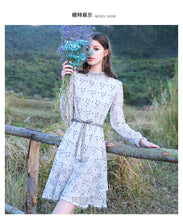 Load image into Gallery viewer, 2019 Autumn new women's dress vertical collar hollow Lotus leaf edge fairy dress temperament light lace dress 63176
