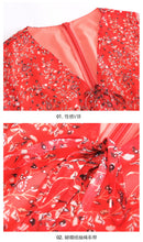 Load image into Gallery viewer, 2019 Autumn new brand of women's clothing V collar show thin print skirts with chiffon dress 68676