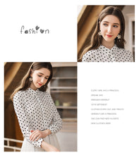 Load image into Gallery viewer, [ Journal of the Philippines] 2019 Spring New Women's Wavelet Point Single Button Printed Shirt Sweet White Spinning Shirt 59092